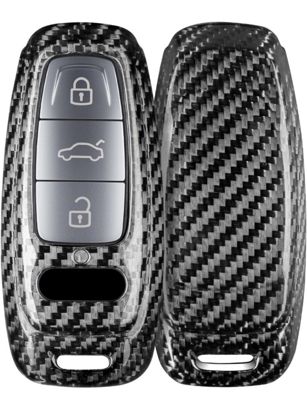 Carbon Fiber Key Fob Cover with Keychain for Audi S3 S6 A6 A7 Q7 Q8 E-Tron